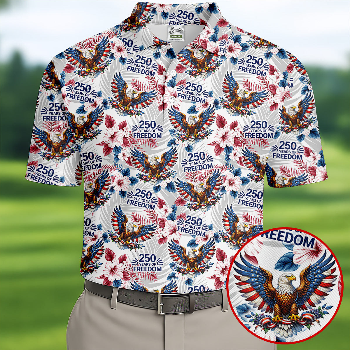 Bald Eagle 250 Years Of Freedom US Golf Polo Shirt Mens Golf Shirts Mens Gifts Golf