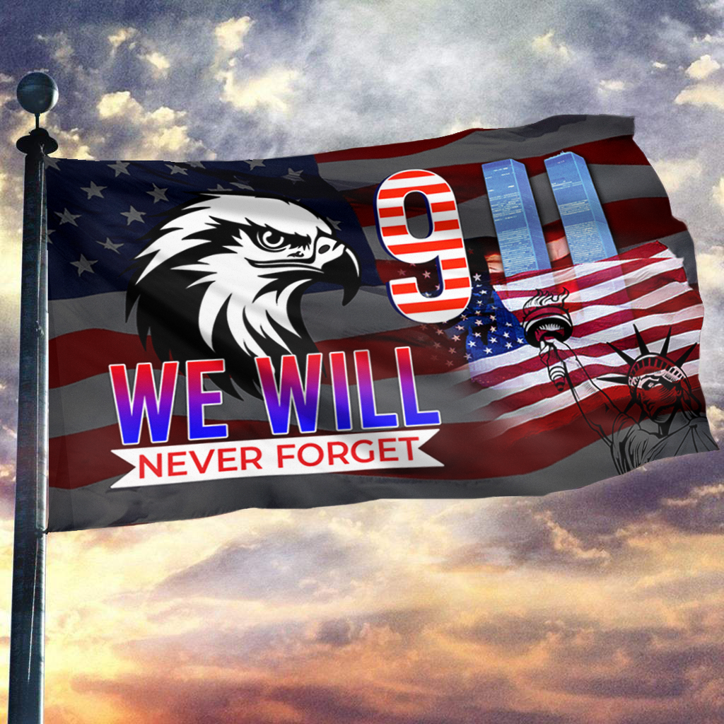 Bald Eagle 343 Firefighter Merch Flag Liberty Statue 911 We Will Never Forget Tribute Decor
