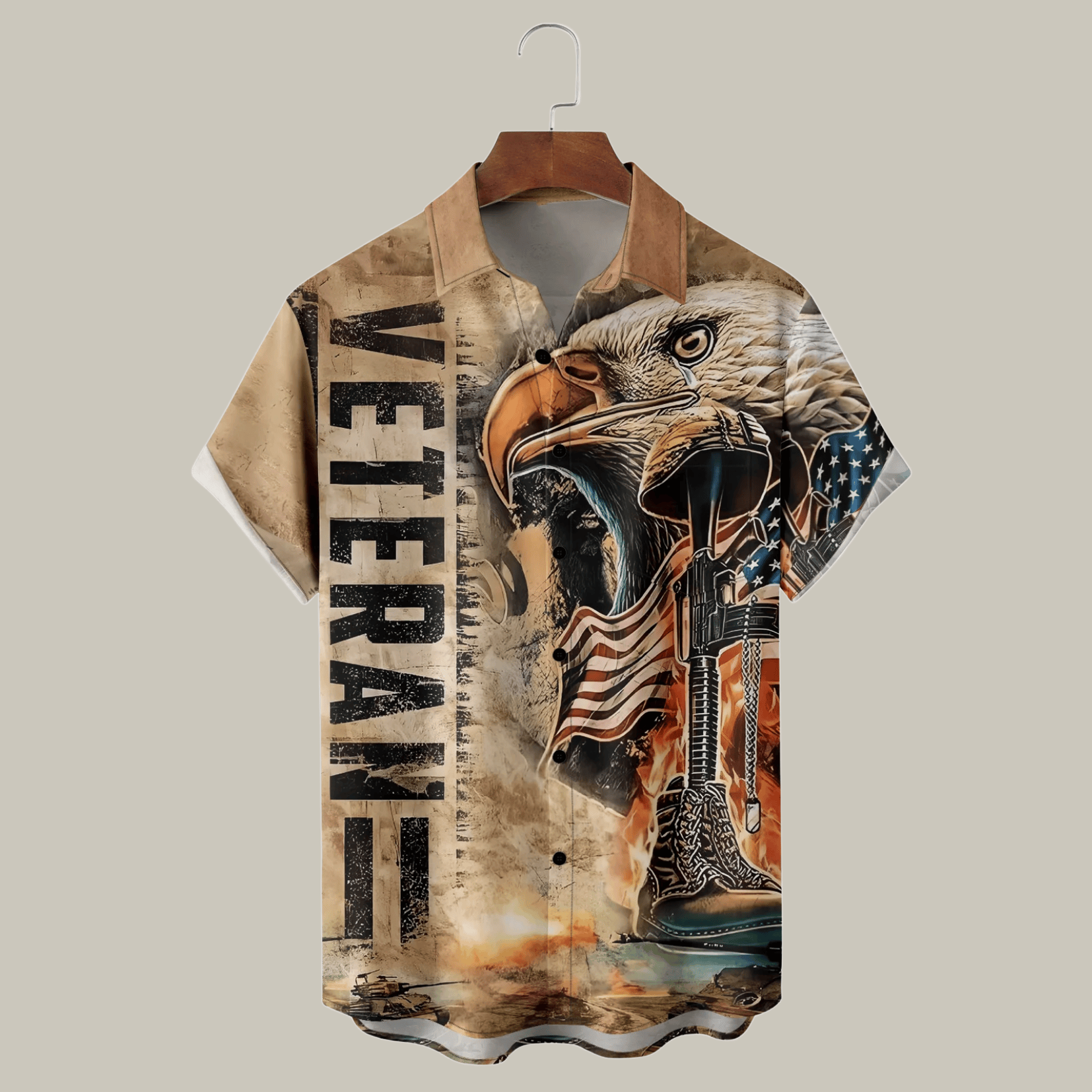 Bald Eagle American Flag Hawaiian Shirt Patriotic Men's Clothing Gifts For Veteran