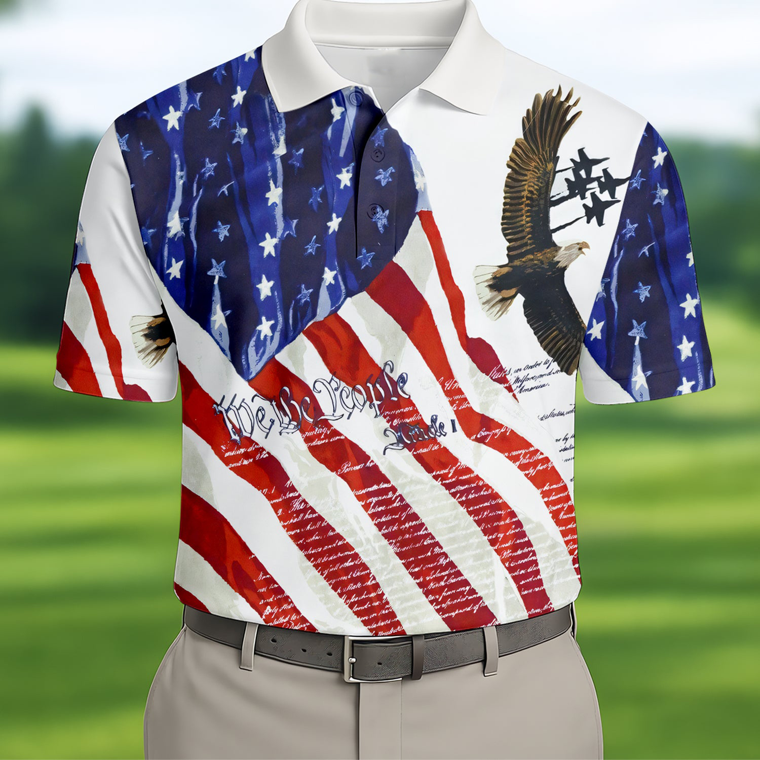 Bald Eagle American Polo Shirt Flag We The People Clothing Gift For Patriots
