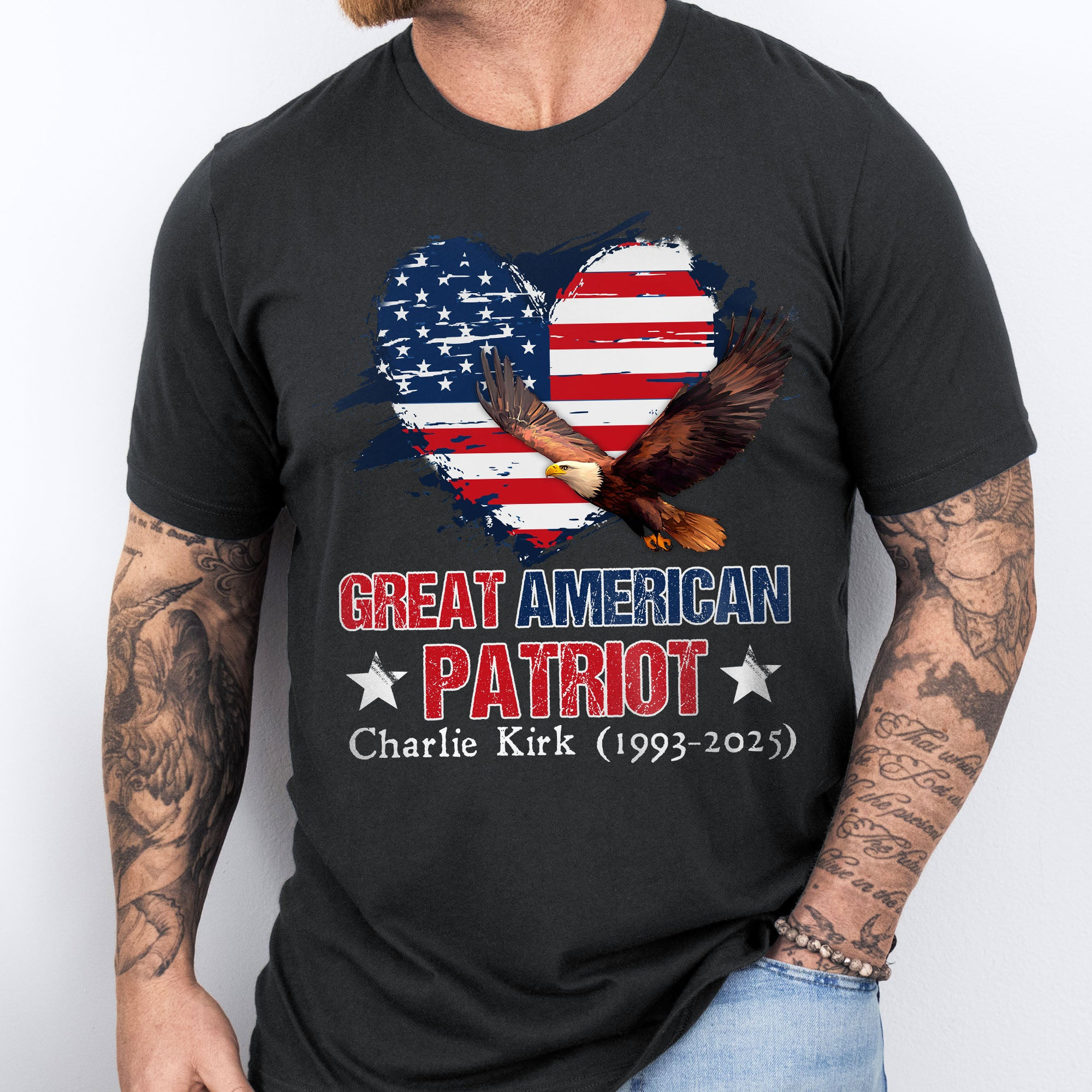 Bald Eagle Charlie Kirk Great American Patriot T-shirt Rest In Peace 1993 2025 Tribute Clothing