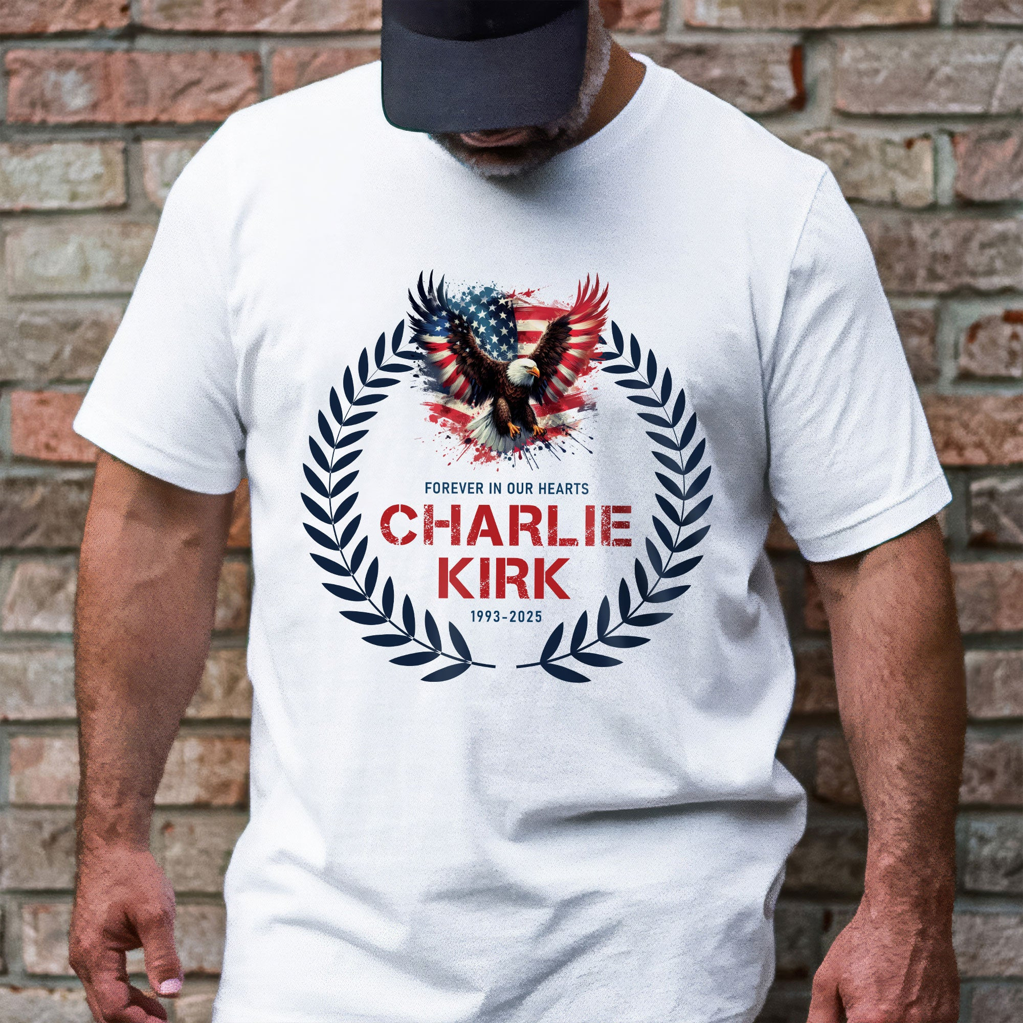 Bald Eagle Charlie Kirk Memorial T-shirt Forever In Our Hearts American Flag Unique Clothing