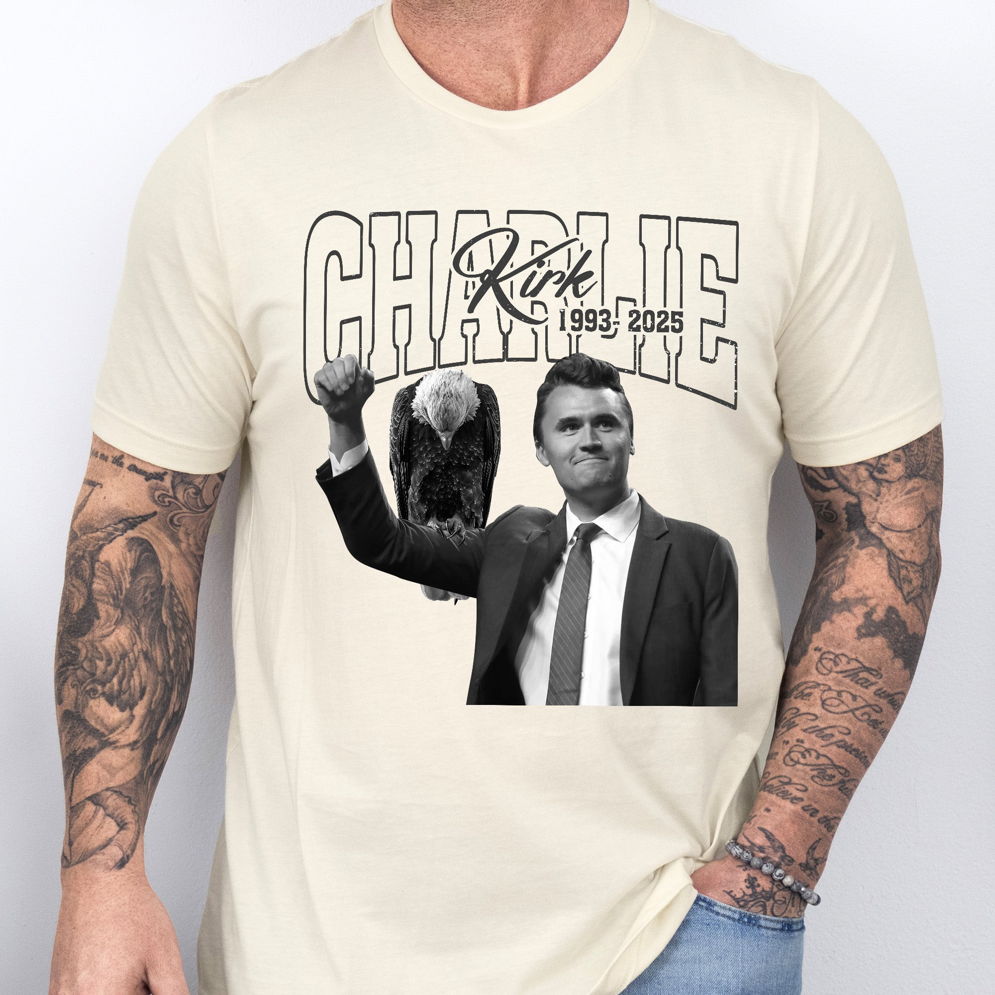 Bald Eagle Charlie Kirk R.I.P T-Shirt Freedom For Charlie Kirk 1993 2025 Signed Tribute Merch