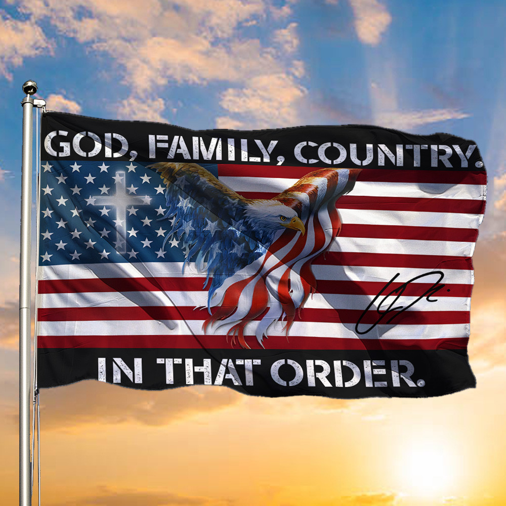 Bald Eagle Charlie Kirk USA Cross Flag God Family Country The Greatness Of Our Nation Merch