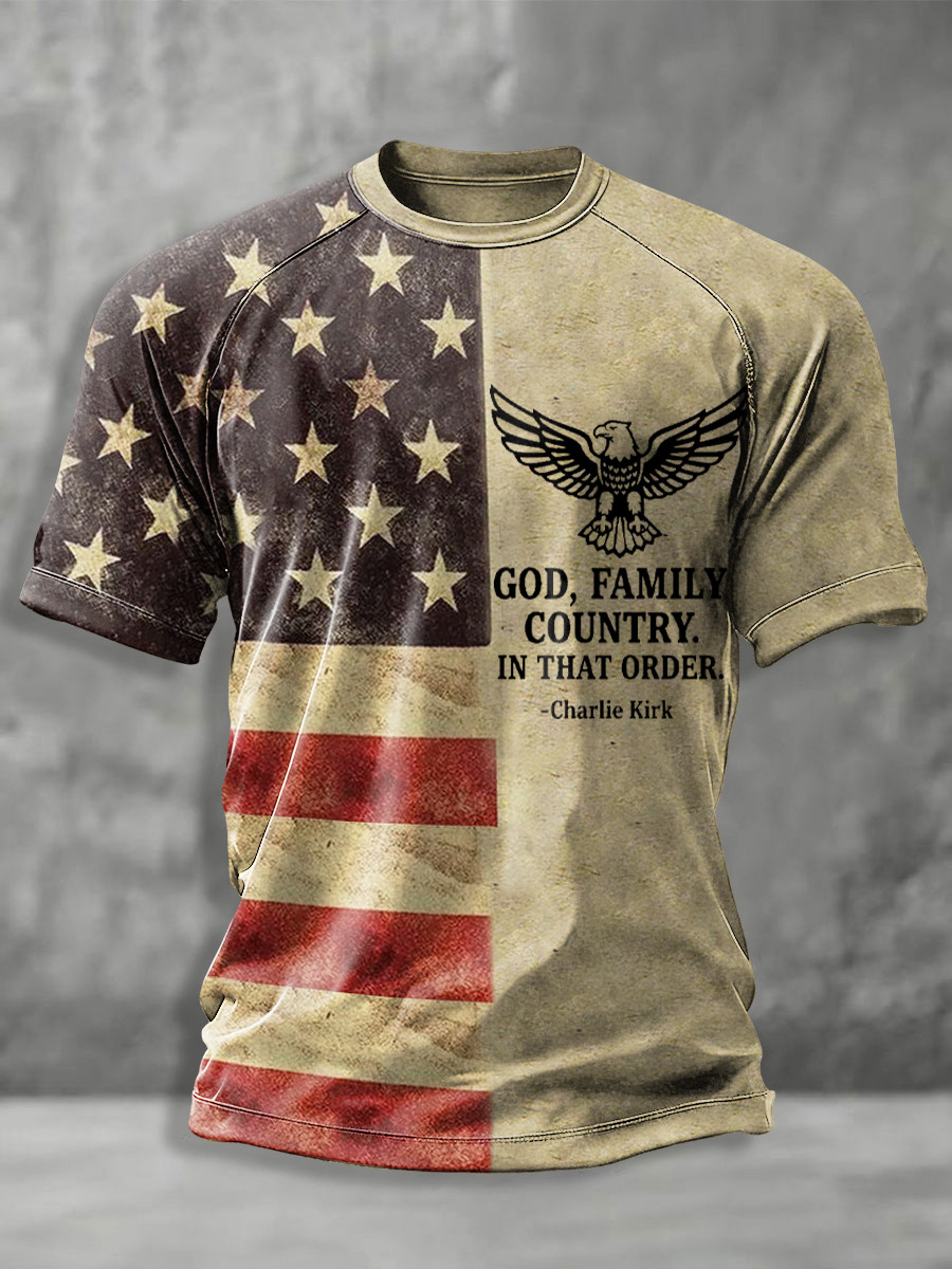 Bald Eagle God Family Country Charlie Kirk T-Shirt Faith And Freedom Shirt Gifts For Him