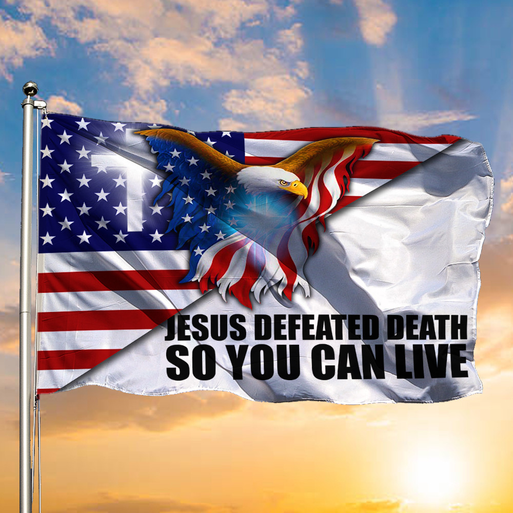 Bald Eagle Jesus Defeated Death Charlie Kirk Flag So You Can Live Proud Wall Hanging Gifts