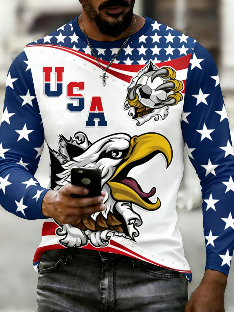 Bald Eagle Long Sleeve Shirt USA FIFA World Cup 2026 Soccer Stars Fan Apparel Gift Men