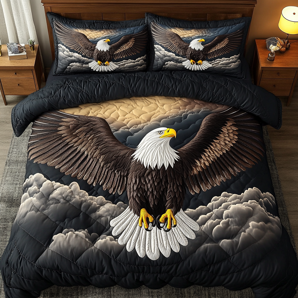 Bald Eagle Pride Quilted Bedding Set Bed Decor Ideas Gift Ideas For Eagle Lovers