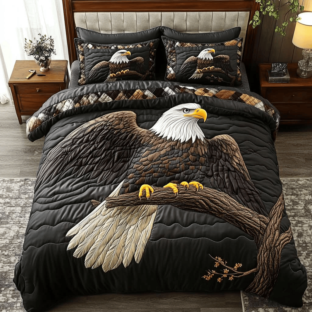 Bald Eagle Quilted Bedding Set Summer Bed Covers Stepdad Gifts For Father's Day