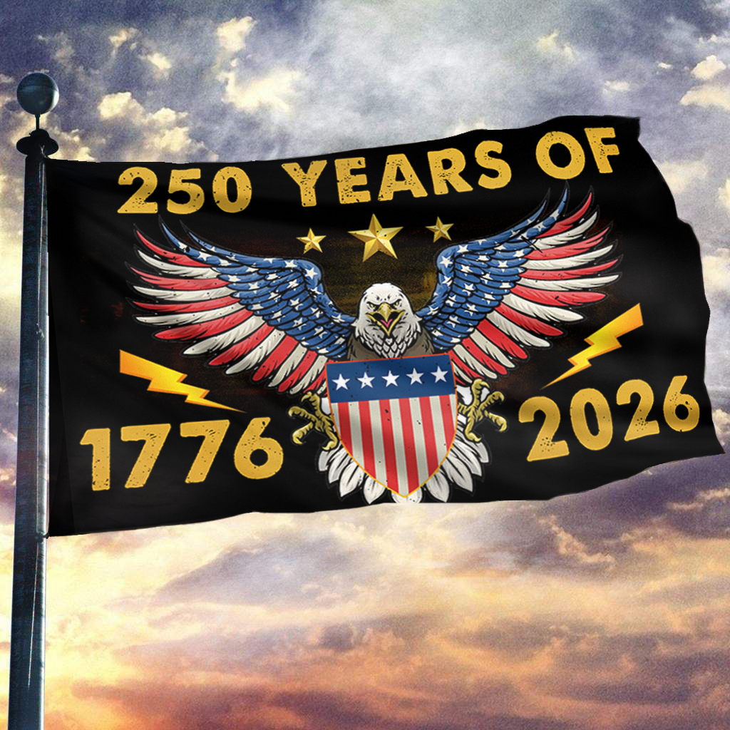 Bald Eagle U.S 250th Anniversary Flag 1776 2026 Patriotic Merch Best Proud Outside Decor