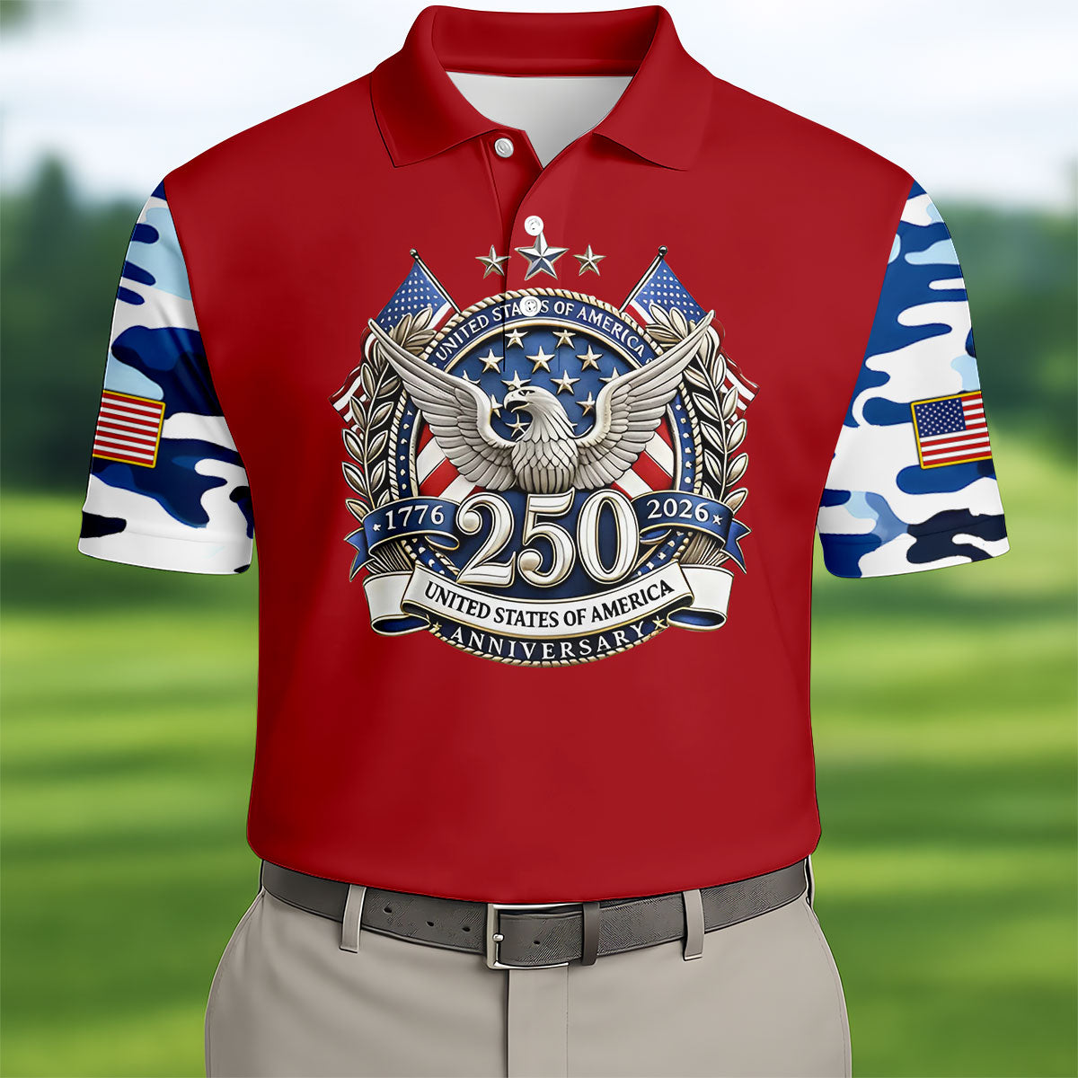 Bald Eagle United States Of America 250 1776 2026 Polo Shirt Golf Shirts For Men