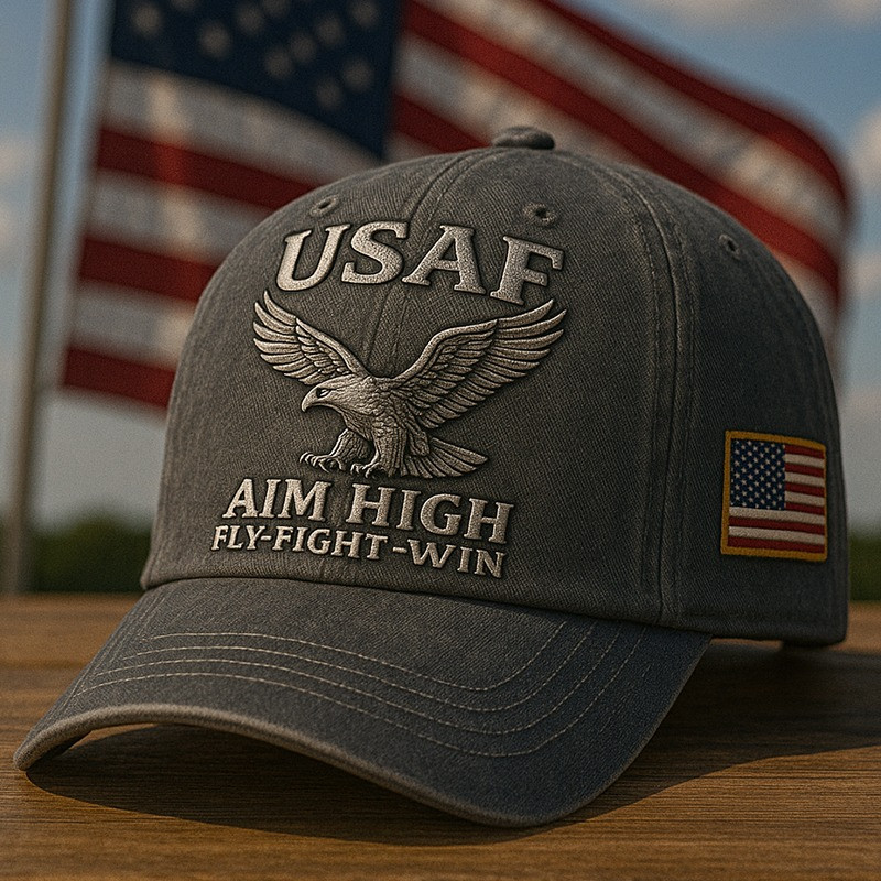 Bald Eagle US Air Force Hat Aim High Fly Fight Win U.S Flag Best USAF Idea Gifts