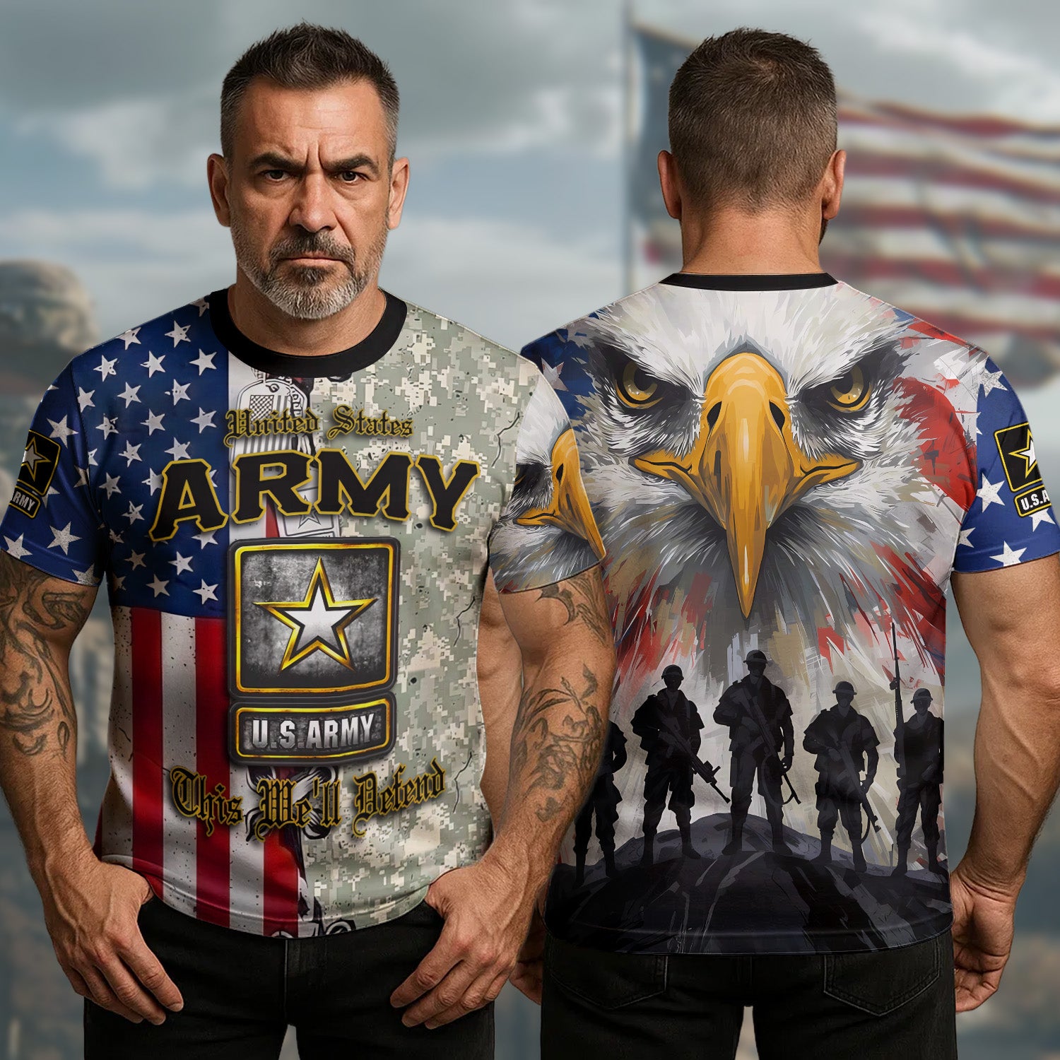 Bald Eagle US Army 25Th Anniversary T-Shirt This We'll Defend Unique Veteran Merch
