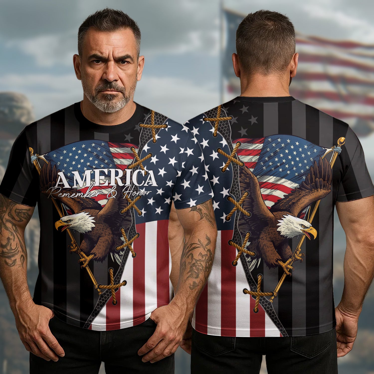 Bald Eagle US Veteran T-Shirt America Remember And Honor Thankful For Our Heroes Merch