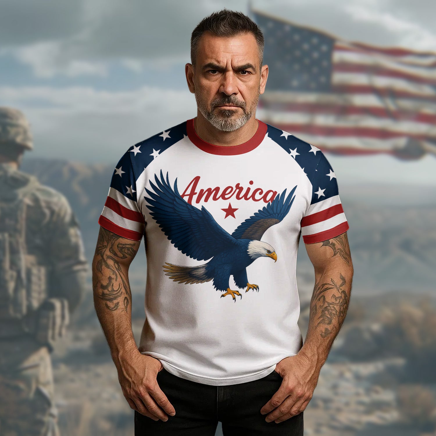 Bald Eagle US Veteran T-Shirt Hero Never Forgotten Defending The Future Veteran Clothing