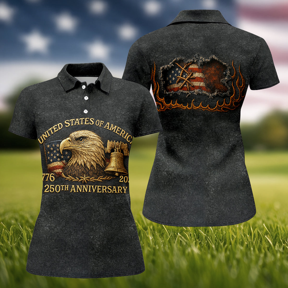 Bald Eagle USA 250Th Anniversary Golf Polo Shirt Golf Outfit Women Golf Present Ideas