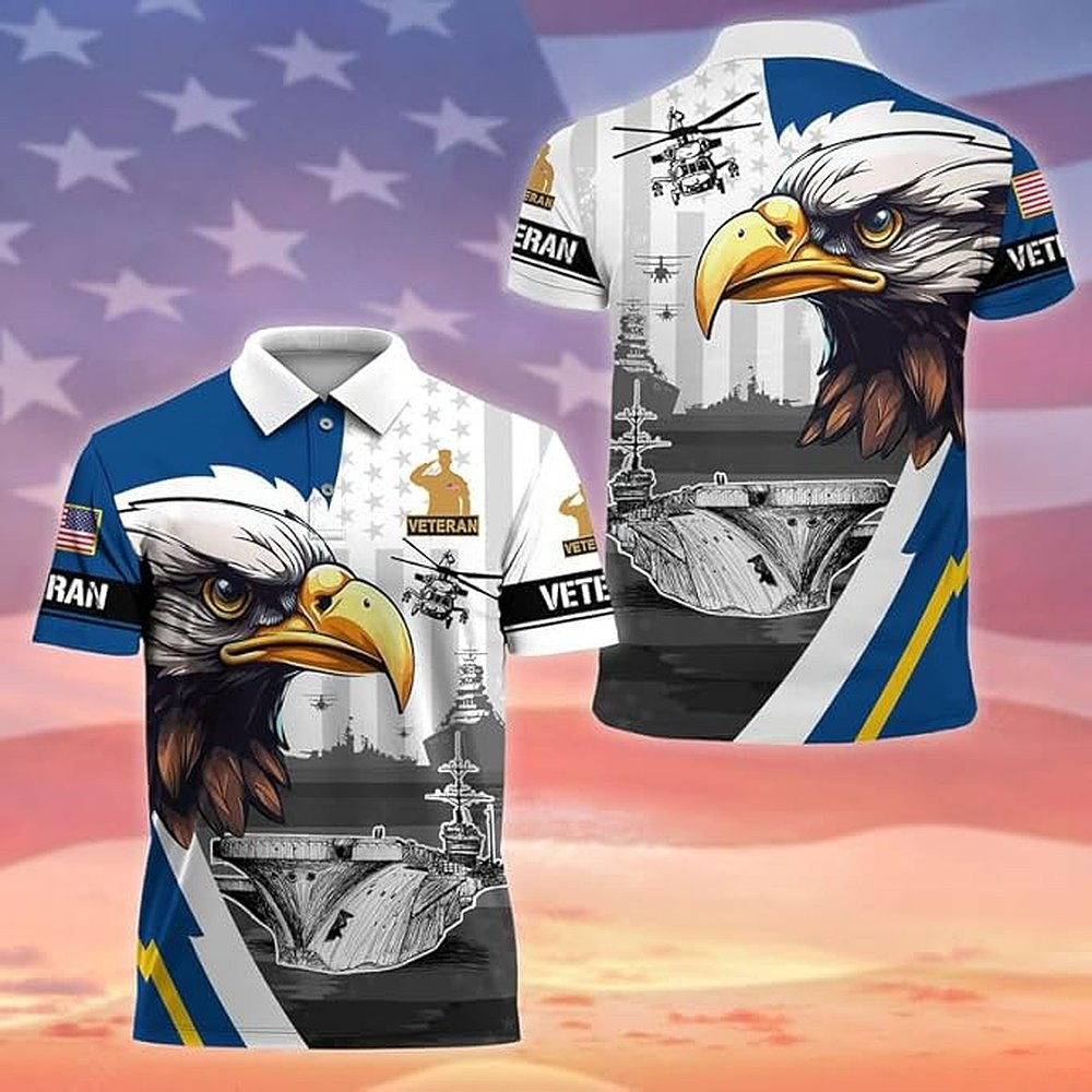 Bald Eagle Veteran Polo Shirt United States Veteran Shirt Gifts For Dad