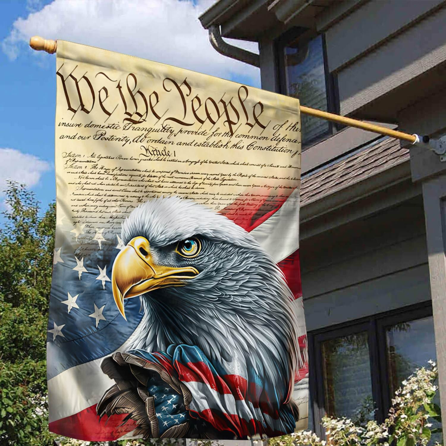 Bald Eagle We The People Flag American Flag Outdoor Patriotic Decor Gift For Veterans