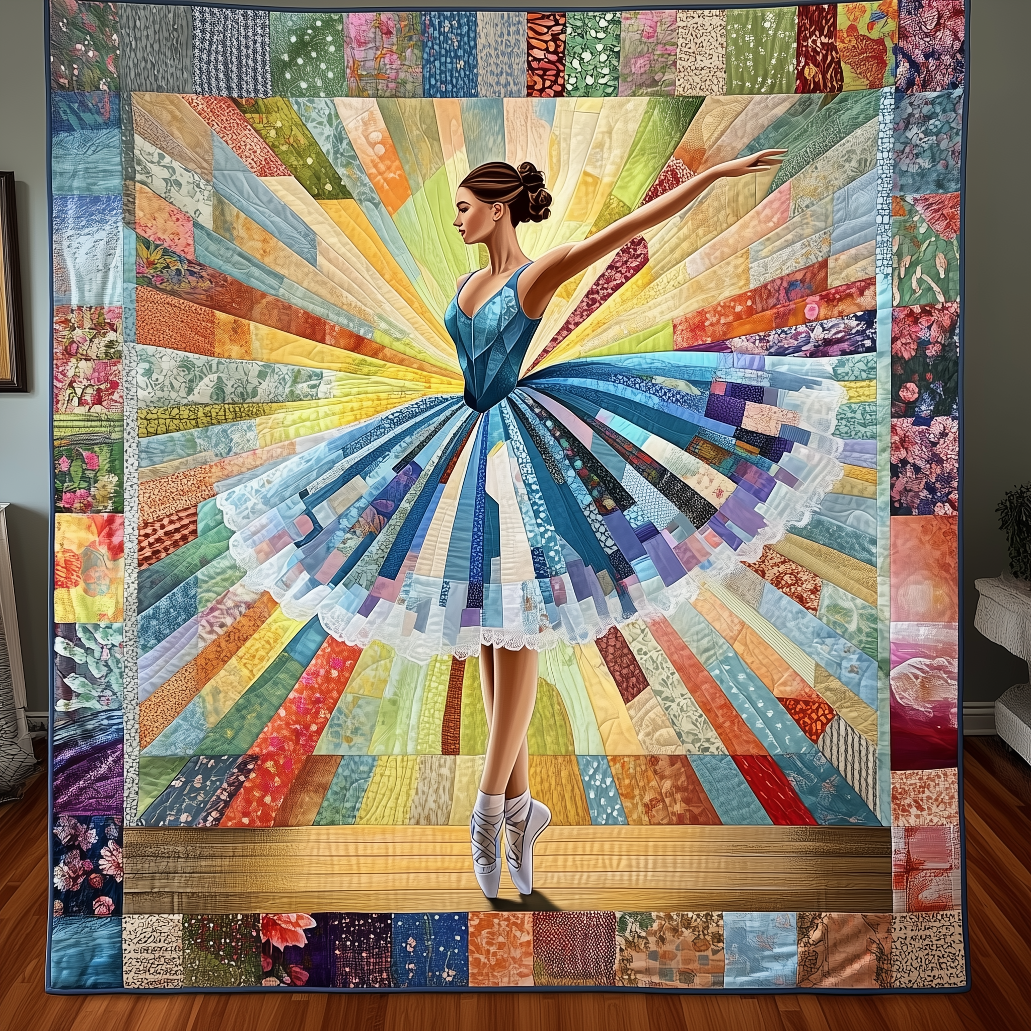 Ballerina Girl Dance Shoes Quilted Blanket Grace Gifts For Dance Lovers