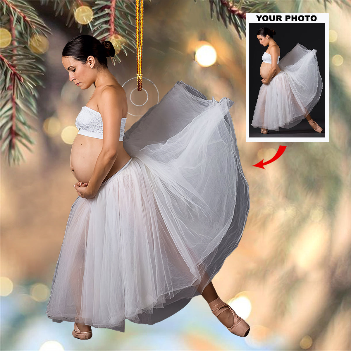 Ballet Bump Bliss Personalized Photo Mica Ornament Christmas Gift For Sport Lovers Bal