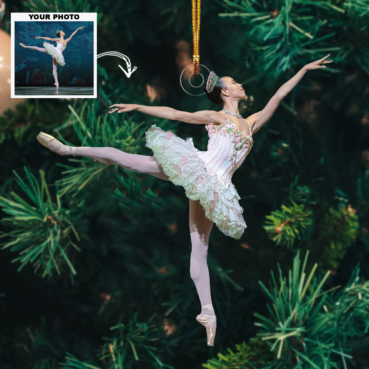 Ballet Dancer Personalized Photo Mica Ornament Christmas Gift For Ballet Lovers
