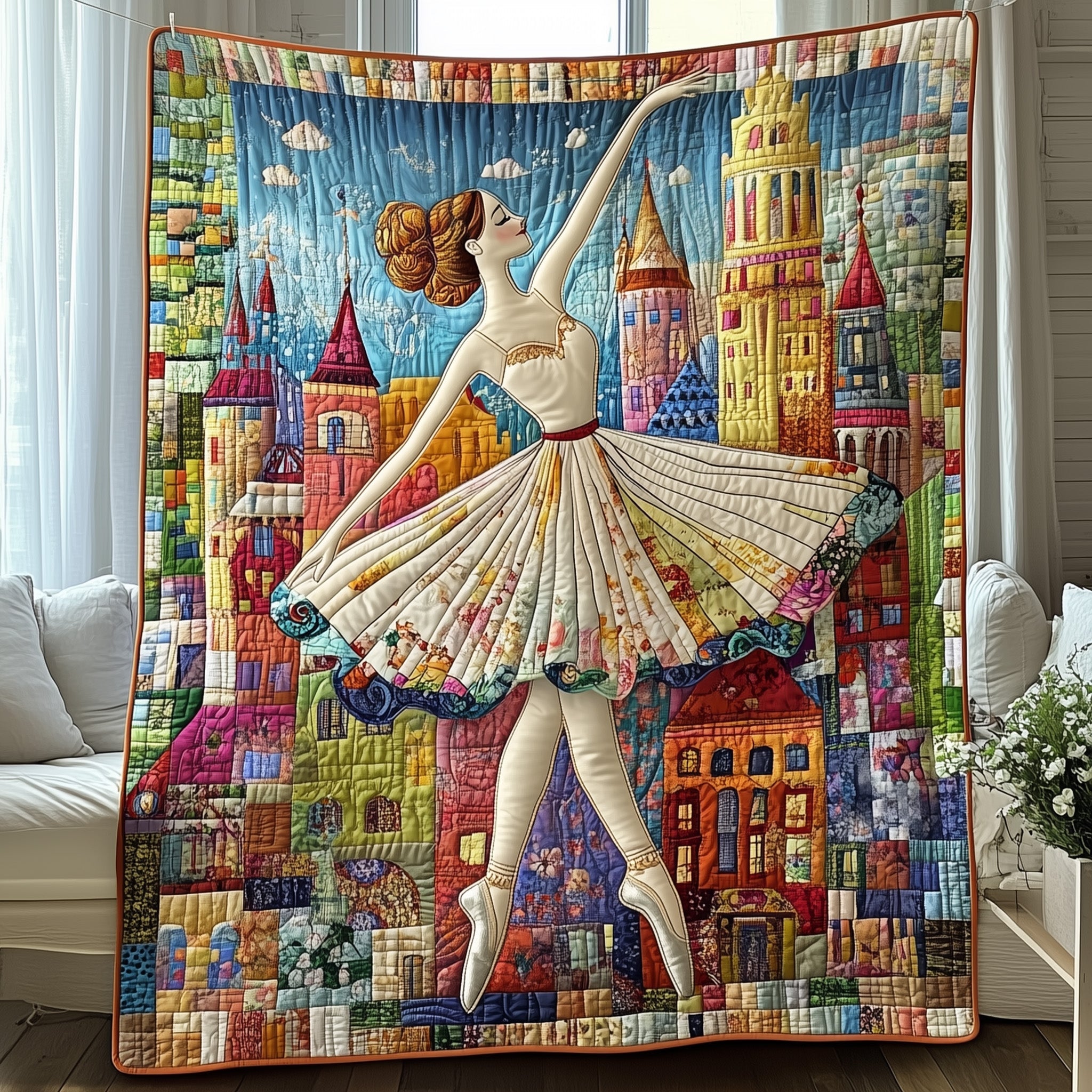 Ballet Performance Quilt Stunning Quilted Blanket Of A Dancer In Motion Perfect Gift For Ballet Moms