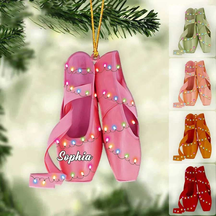 Ballet Pointe Shoes With Christmas Light  Personalized Christmas Ornament  Gift For Ballet Dancers
