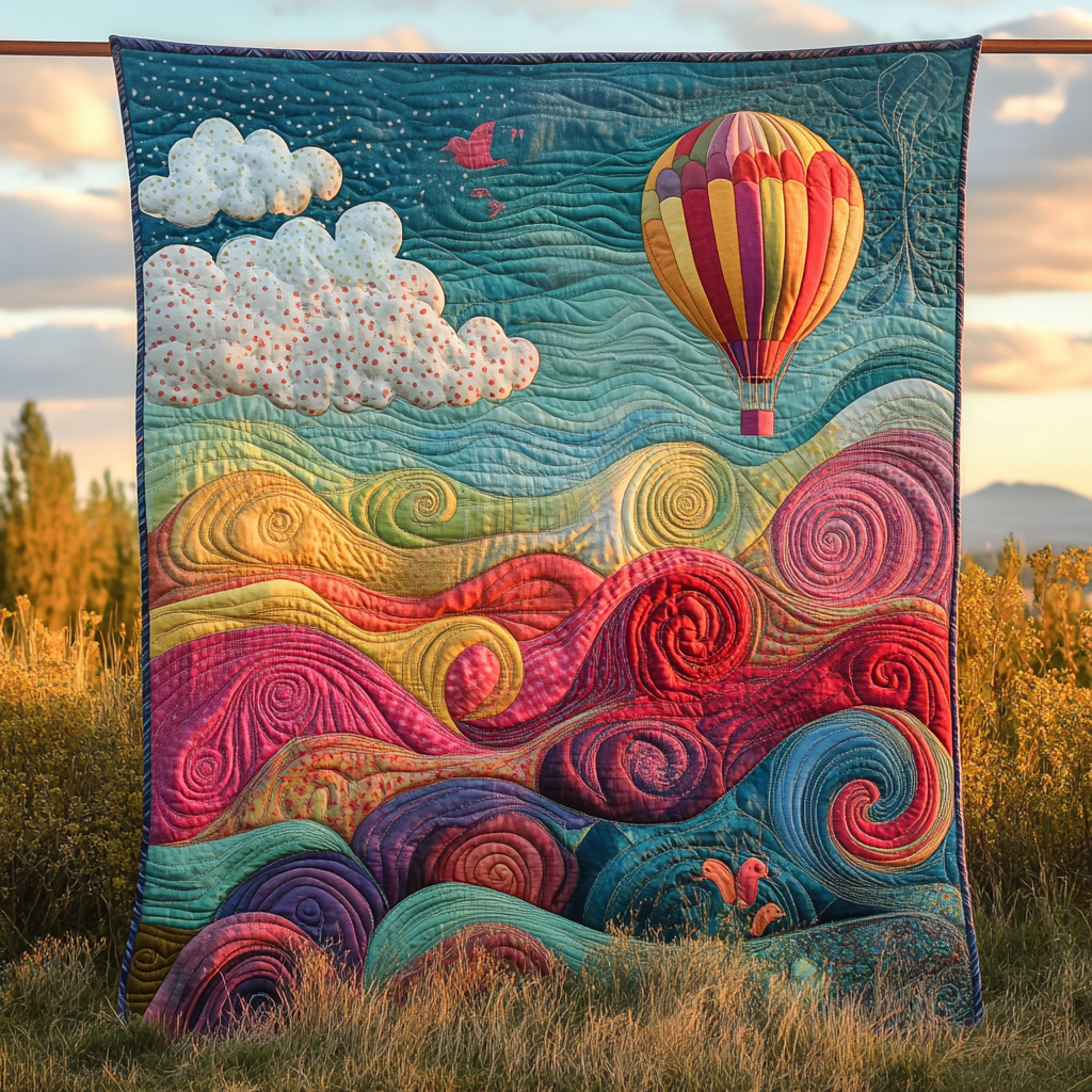 Balloon Bliss Quilted Blanket Christmas Bedroom Decor Best Sky Air Balloon Merch Gifts