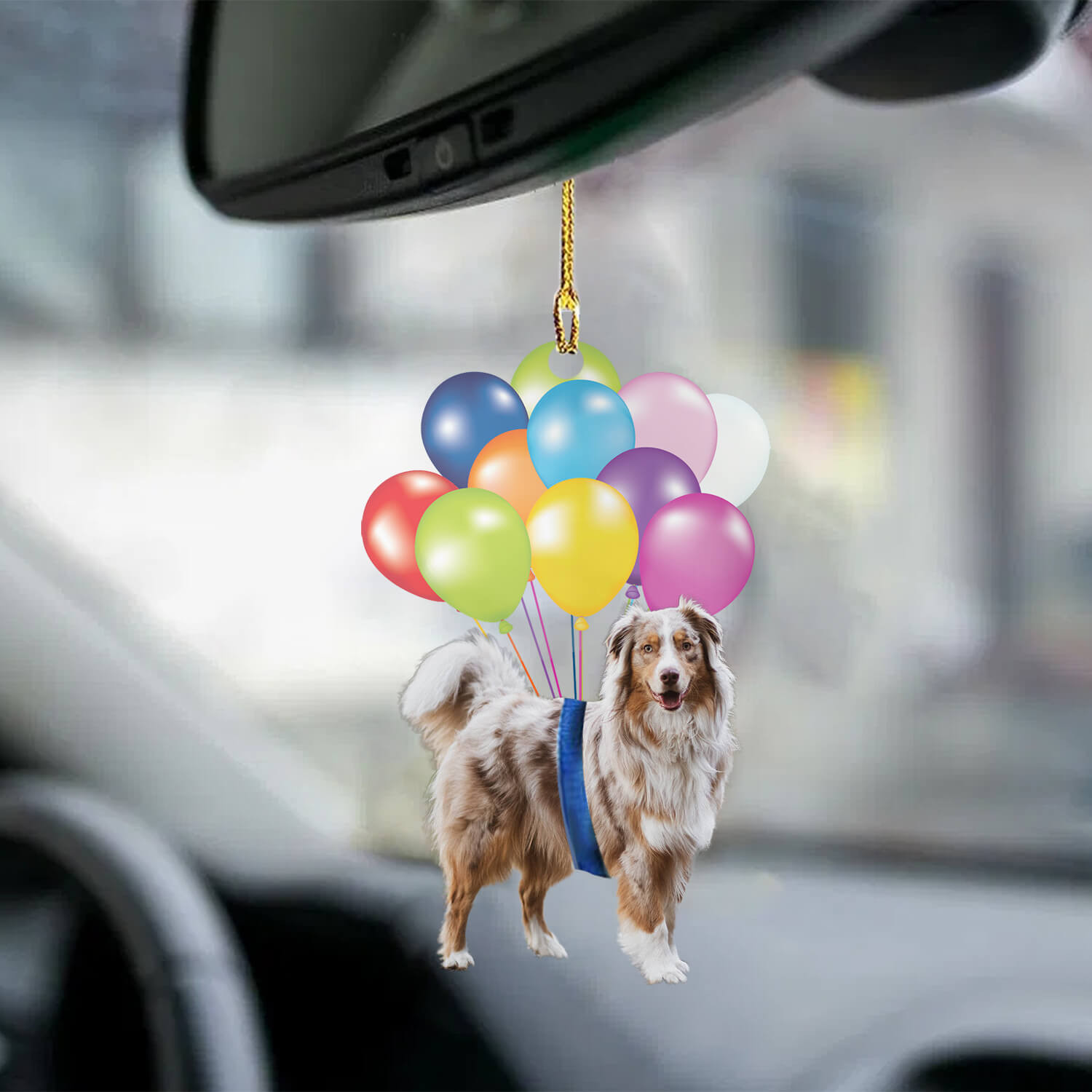 Balloon Dog Ornament Australian Shepherd Dog Fly With Bubbles Dog Hanging Ornament Car Ornament Lasfour