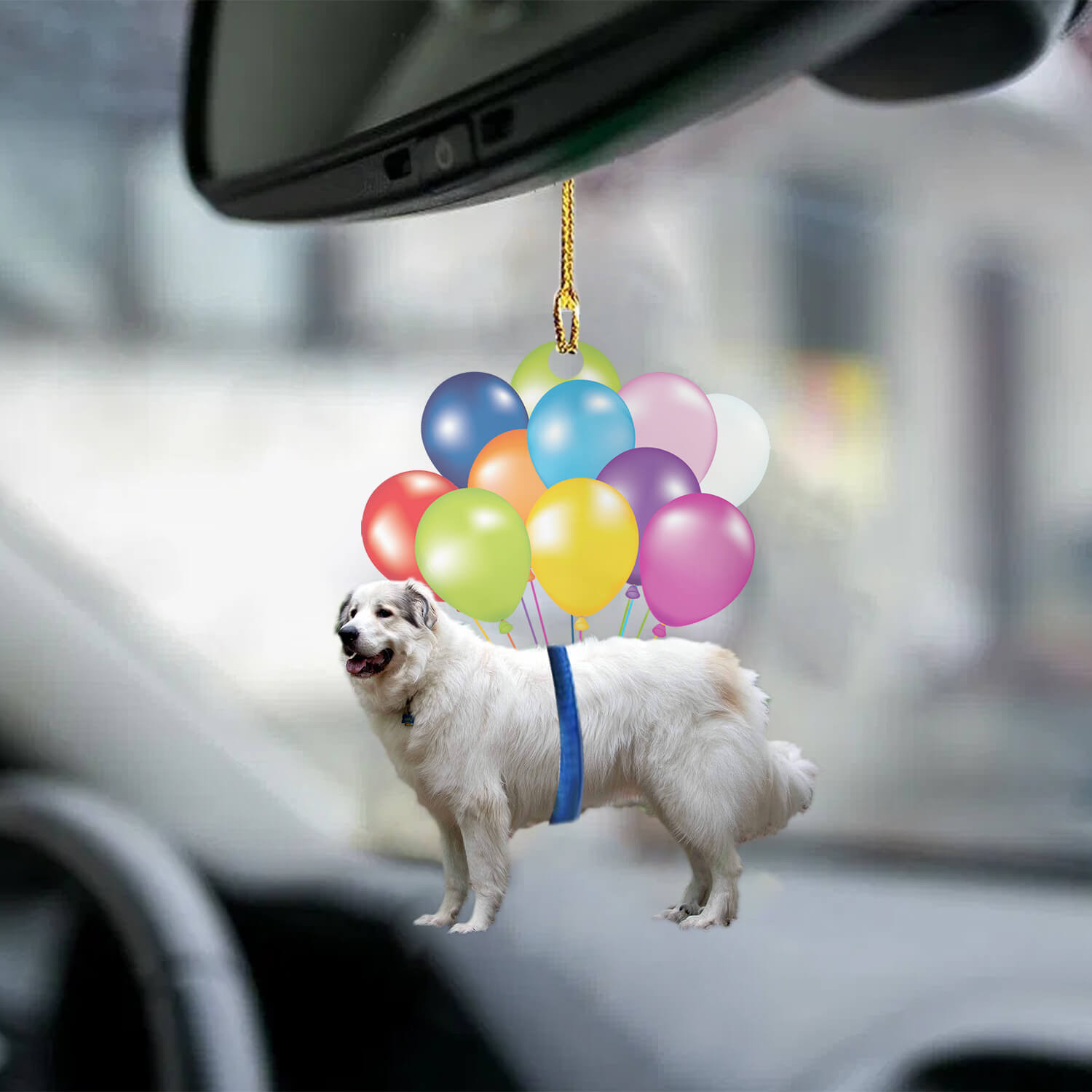 Balloon Dog Ornament Great Pyrenees Fly With Bubbles Car Hanging Ornament Lasfour