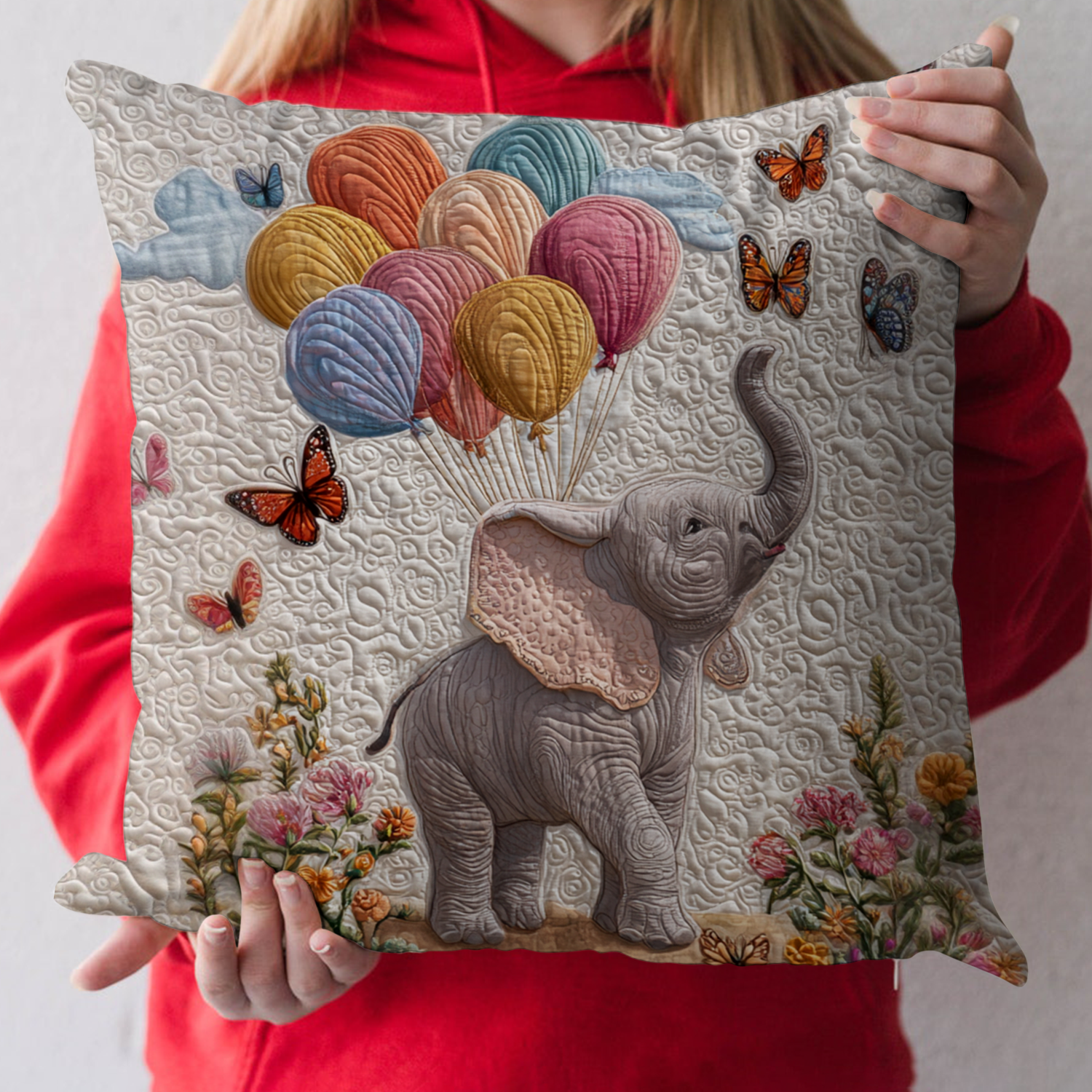 Balloon Dreams Quilted Pillow Case Decorative Pillow Covers Great Elephant Themed Gifts