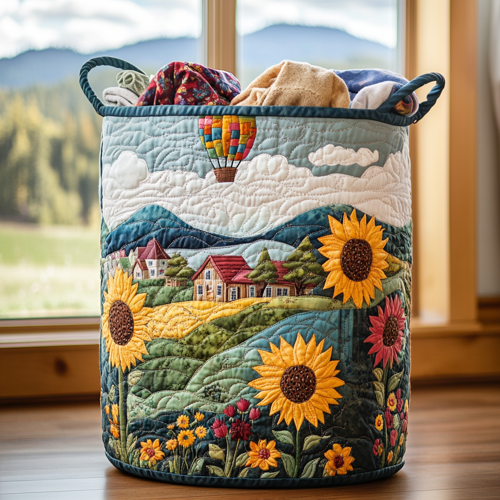 Balloon Meadow Quilted Laundry Basket Perfect Gift For Your House