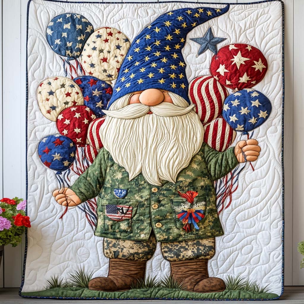 Balloon Salute Quilted Blanket Holiday Throw Blanket Best Patriotic Gifts