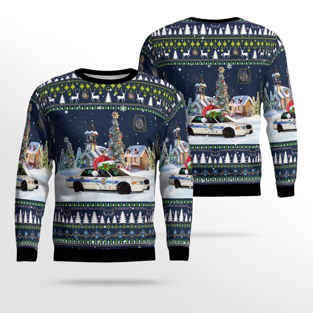 Baltimore County MD Police Ford Crown Victoria (15) Christmas AOP Ugly Sweater Xmas Unisex Sweater Christmas Gifts for Men Women
