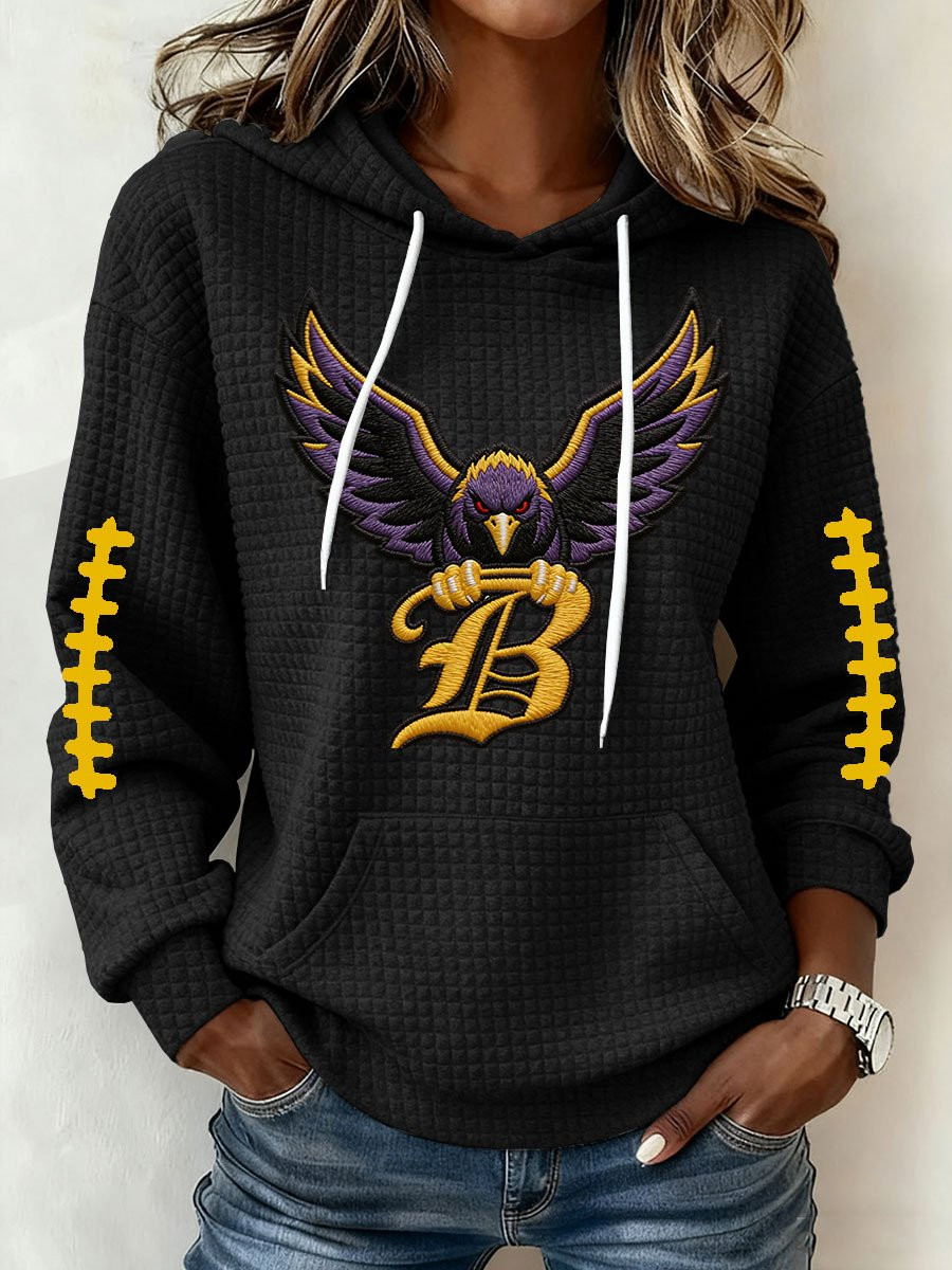 Baltimore Football BR Waffle Hoodie Ravens Merch Game Day Hoodie Forever Baltimore Apparel Baltimore Football BR Waffle Hoodie Ravens Merch Game Day Hoodie Forever Baltimore Apparel