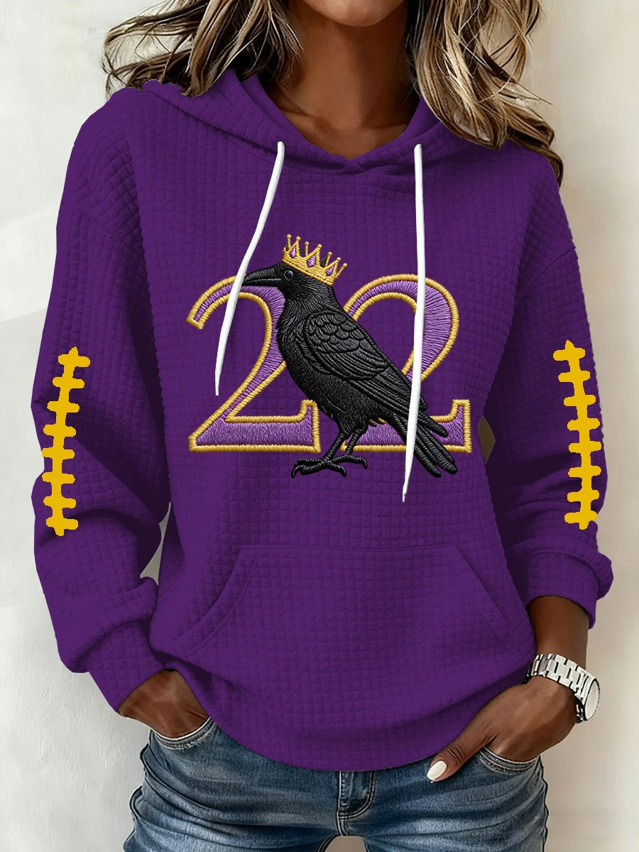 Baltimore Football BR Waffle Hoodie Ravens Merch Game Day Hoodie Purple Gifts For Wife Baltimore Football BR Waffle Hoodie Ravens Merch Game Day Hoodie Purple Gifts For Wife