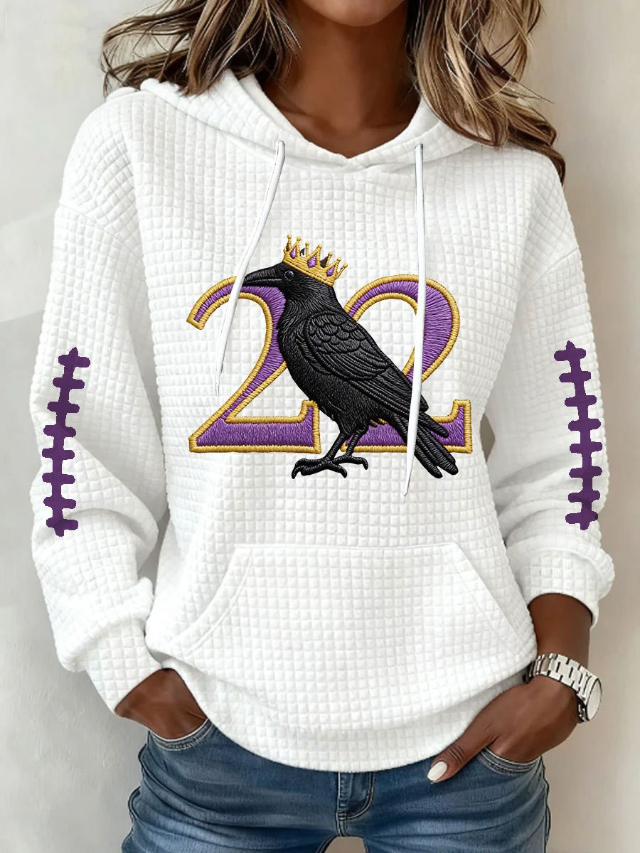 Baltimore Football BR Waffle Hoodie Ravens Merch Game Day Hoodie Purple Gifts For Wife