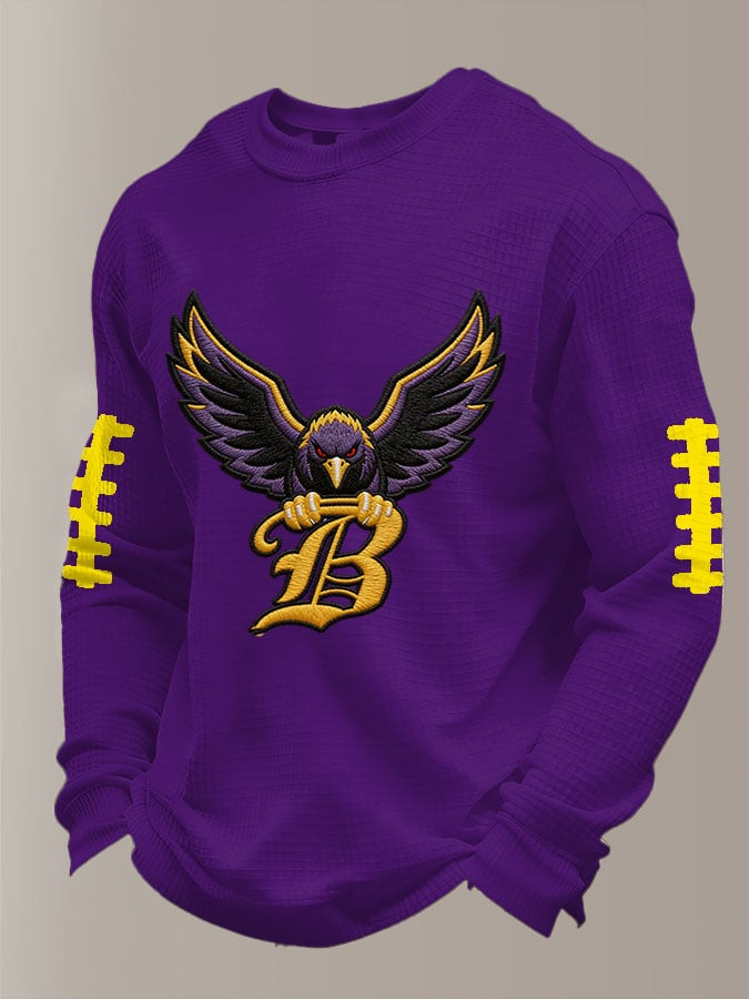 Baltimore Football BR Waffle Long Sleeve Shirt Ravens Merch Game Day Clothing Dad Gifts Baltimore Football BR Waffle Long Sleeve Shirt Ravens Merch Game Day Clothing Dad Gifts