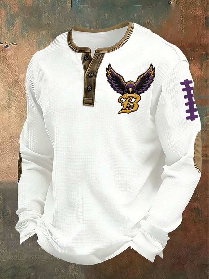 Baltimore Football Waffle Henley Shirt Game Day Ravens Merch Baltimore Strong Clothes White