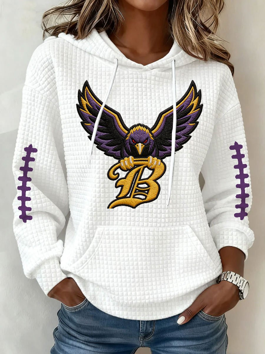 Baltimore Football Waffle Hoodie Game Day Ravens Merch Baltimore Pride Hoodie Purple