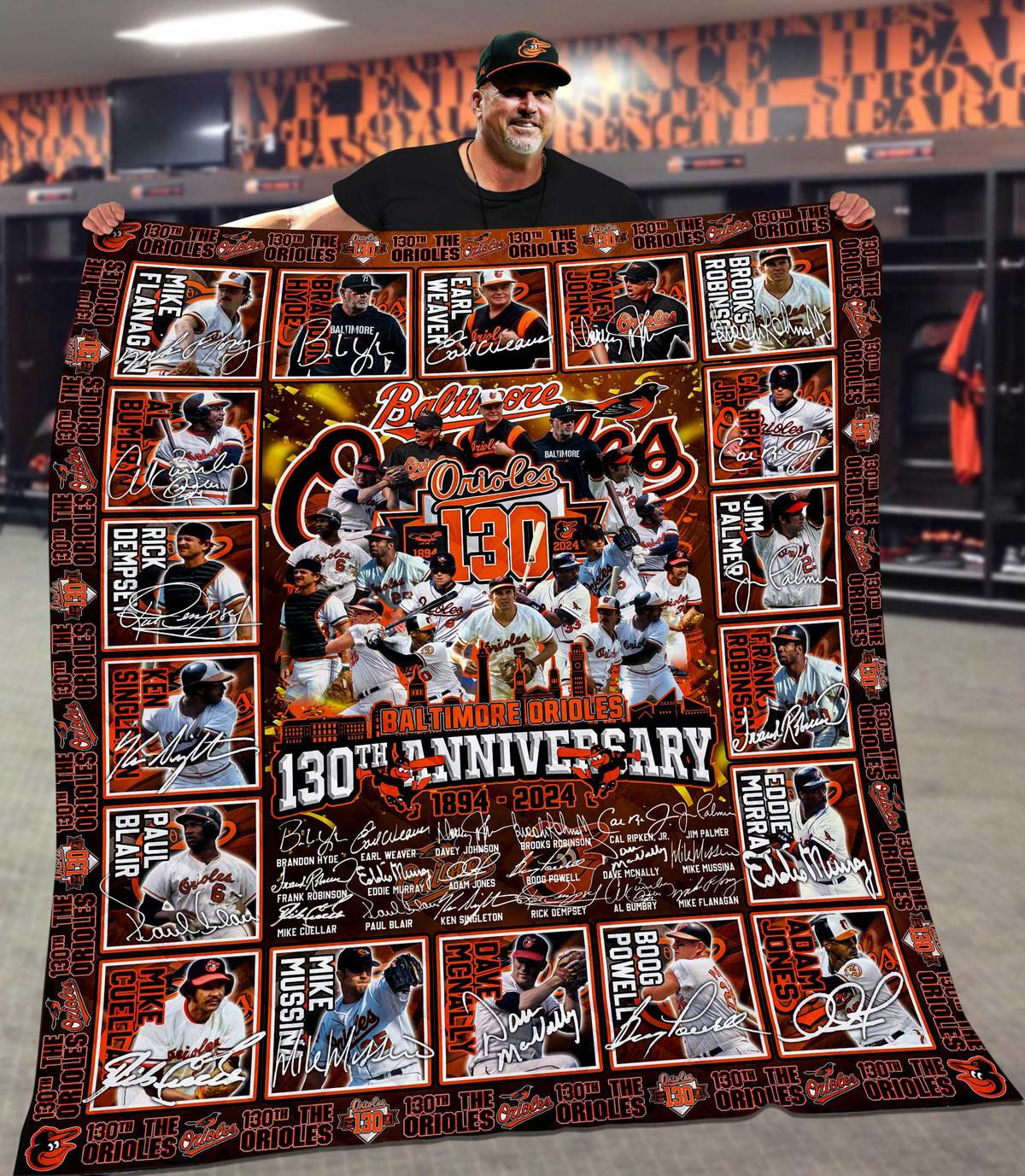 Baltimore Orioles 130th Anniversary 1894-2024 Blanket Gifts For Baseball Lovers