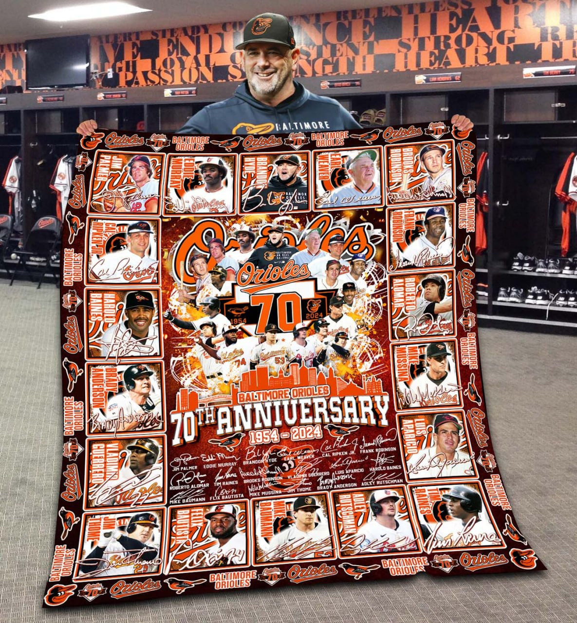 Baltimore Orioles 70th Anniversary 1954-2024 Blanket Gifts For Baseball Fans