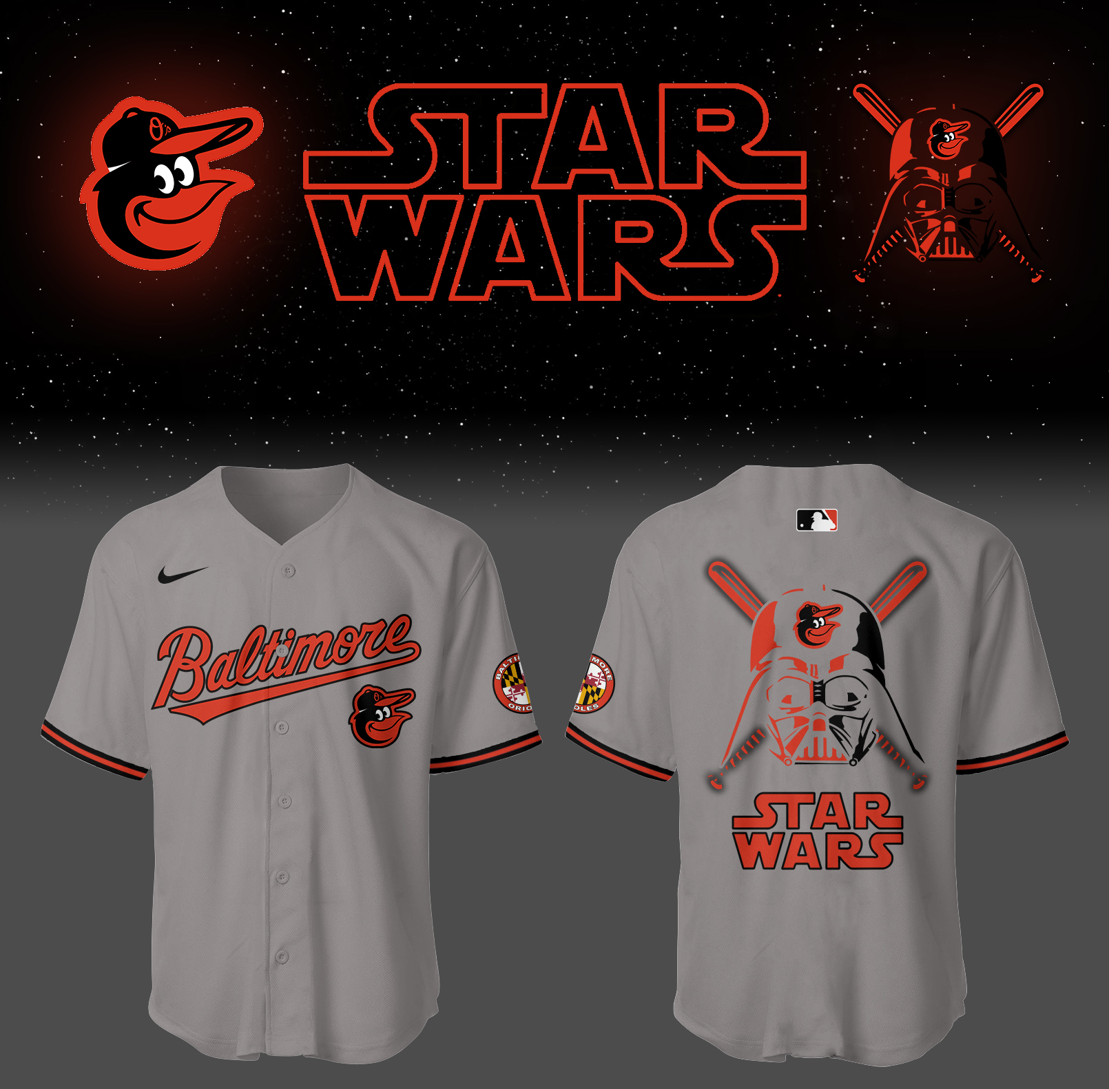 Baltimore Orioles Baseball 2025 "Orioles X Star Wars" Jersey Gift Ideas For Baseball Players