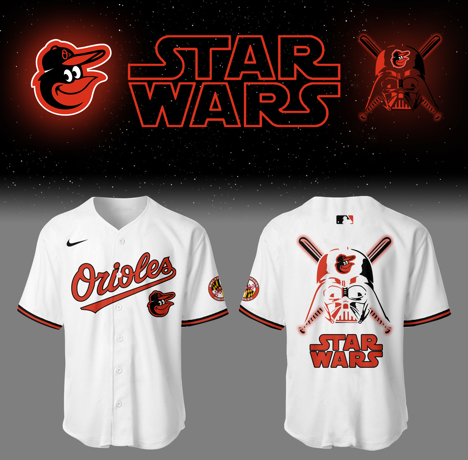 Baltimore Orioles Baseball 2025 "Orioles X Star Wars" White Jersey Gifts For Baseball Fans