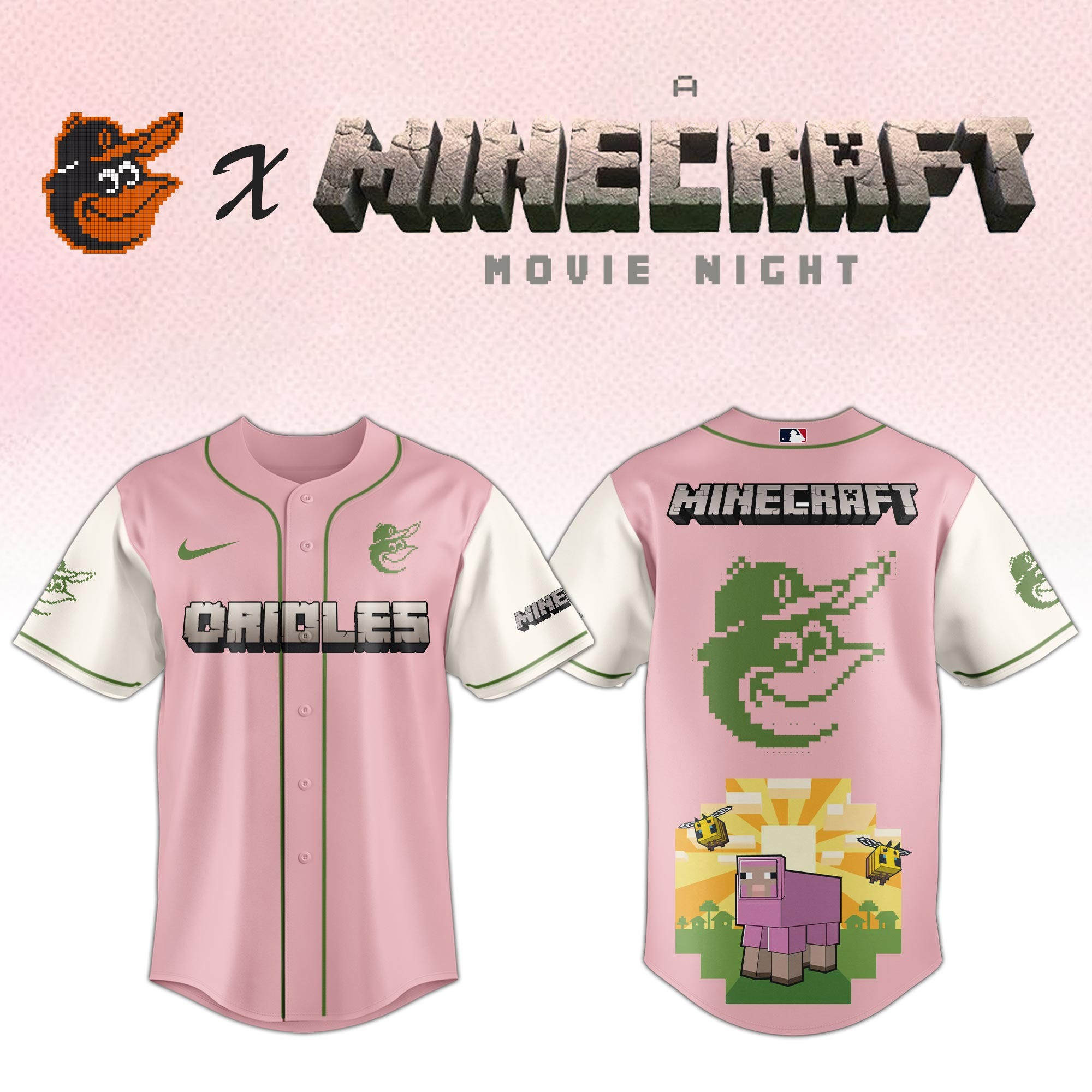 Baltimore Orioles MLB x A MINECRAFT MOVIE Night Jersey Baseball Team Gift Ideas