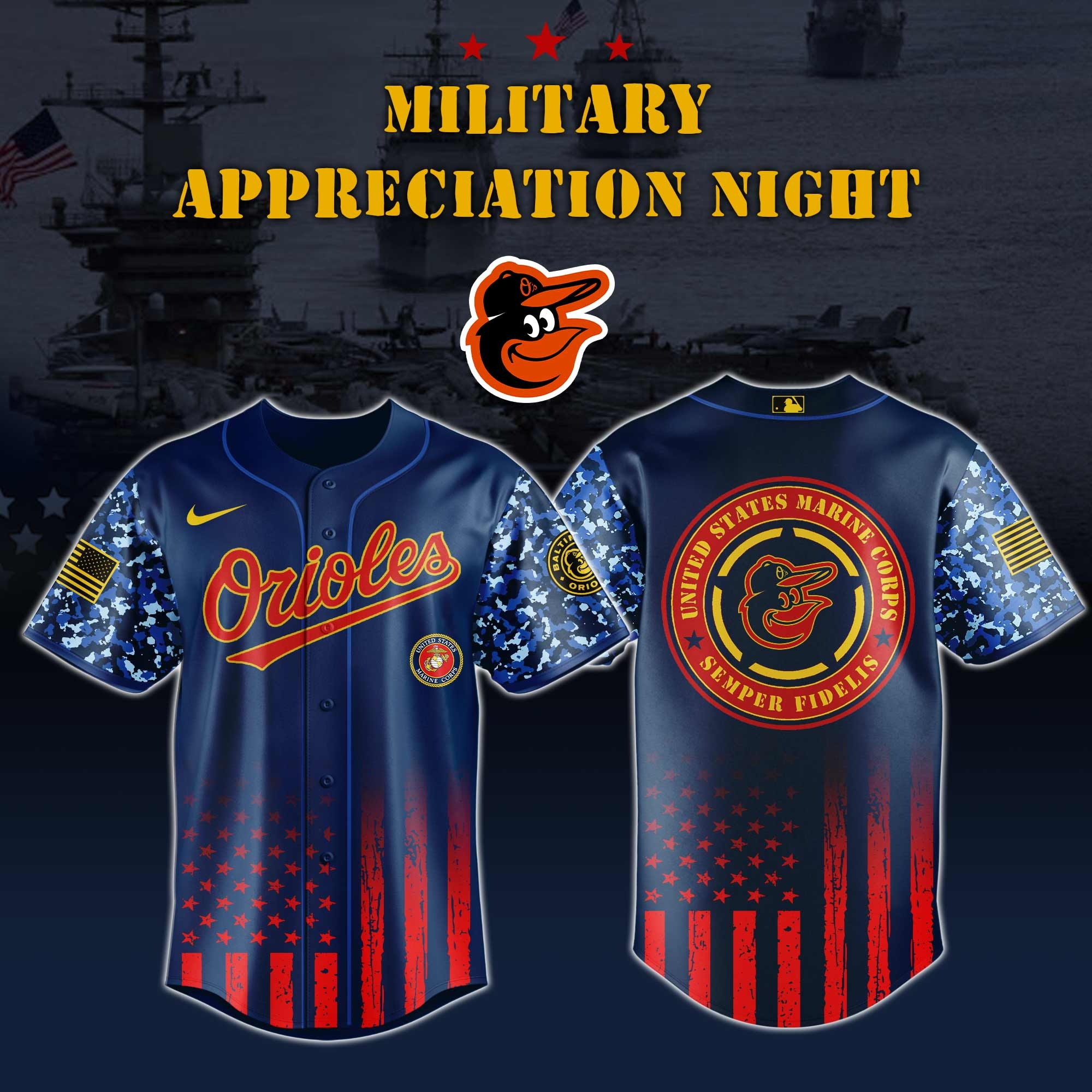Baltimore Orioles MLB x Marine Corps Military Appreciation Night Jersey Editions Limited 2025 Baltimore Orioles Merch