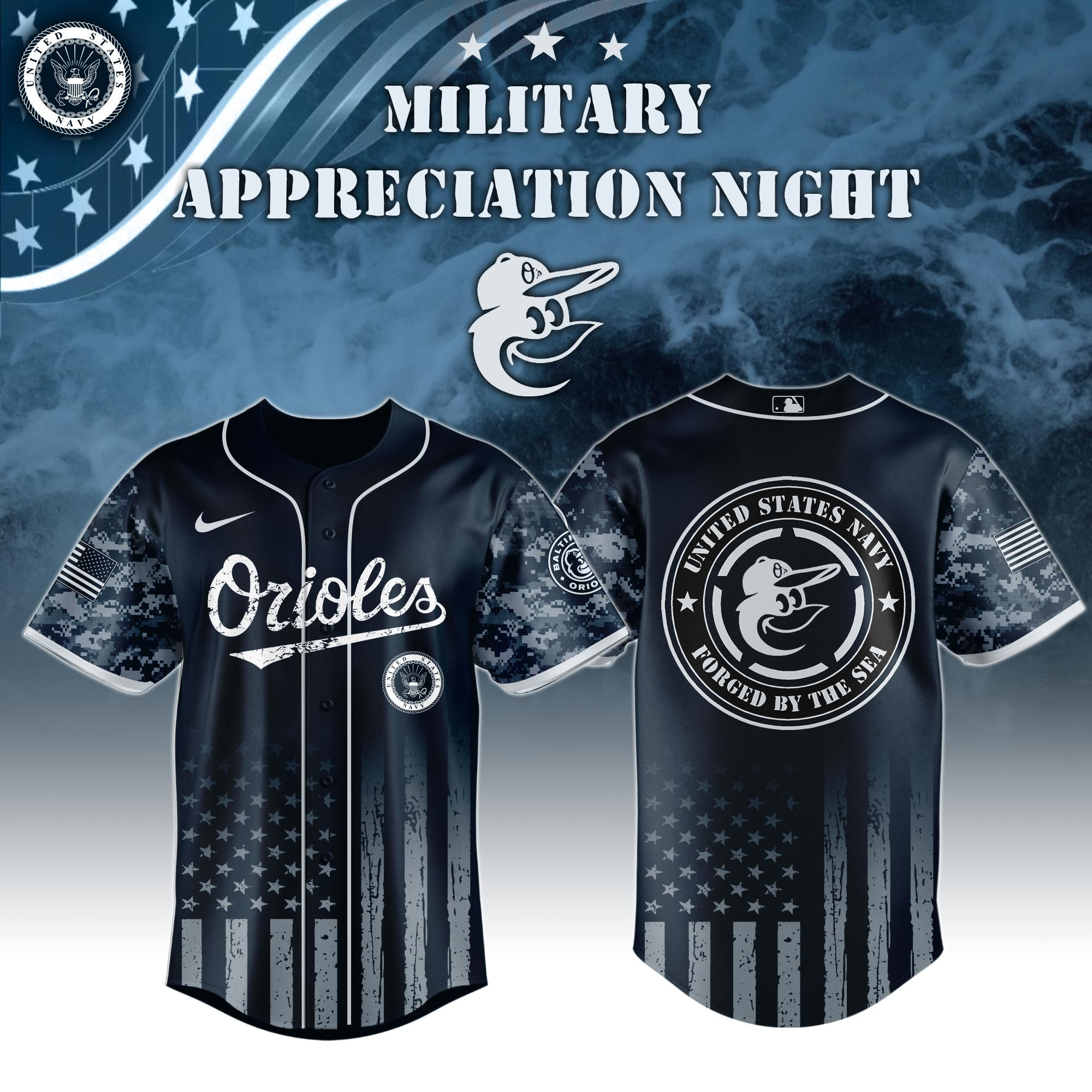 Baltimore Orioles MLB x Navy Military Appreciation Night Jersey Best Gifts For Baseball Lovers
