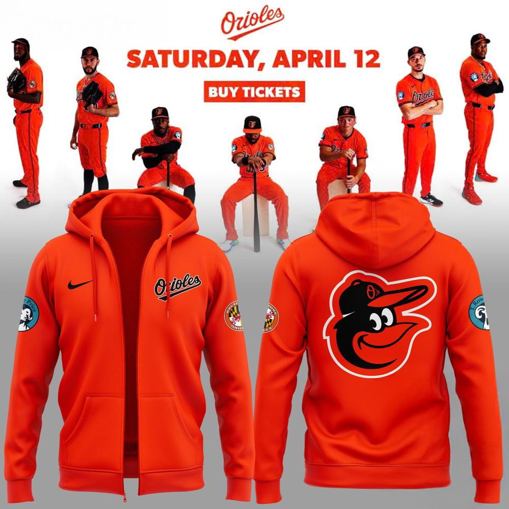 Baltimore Orioles Orange On Orange 2025 Zip Hoodie Best Gifts For Baseball Lovers