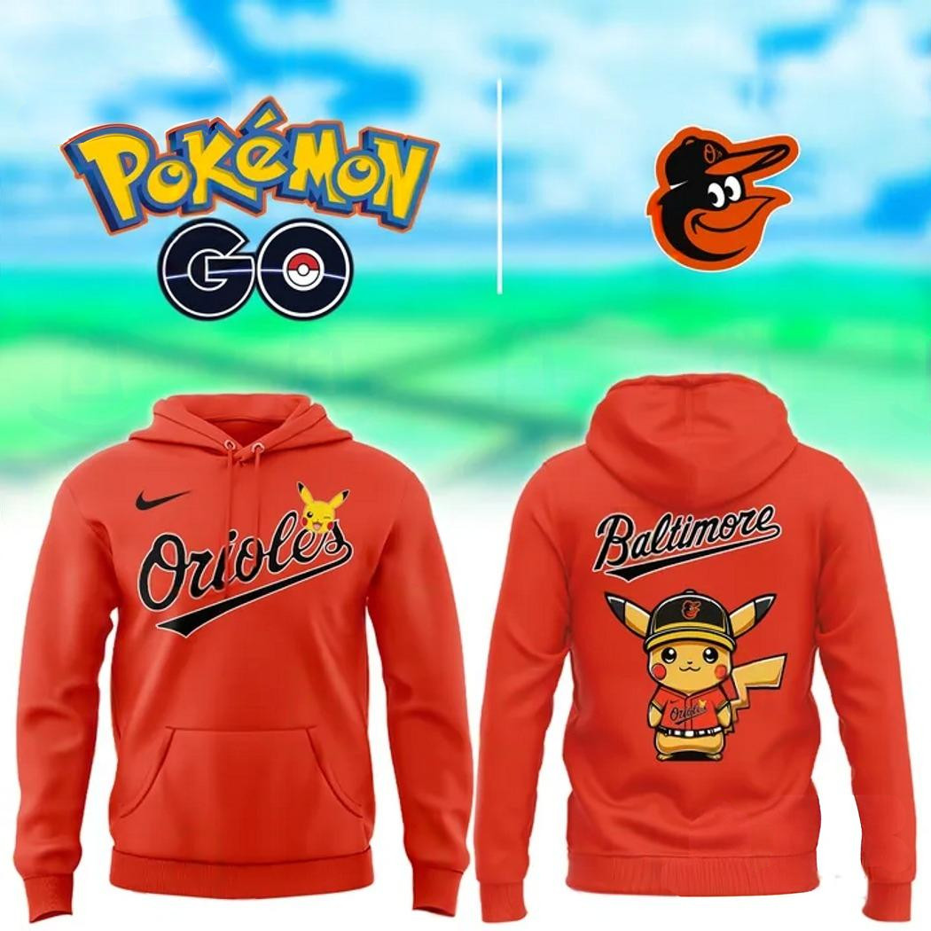 Baltimore Orioles Pikachu 2025 Orange Hoodie Gifts For Baseball Lovers