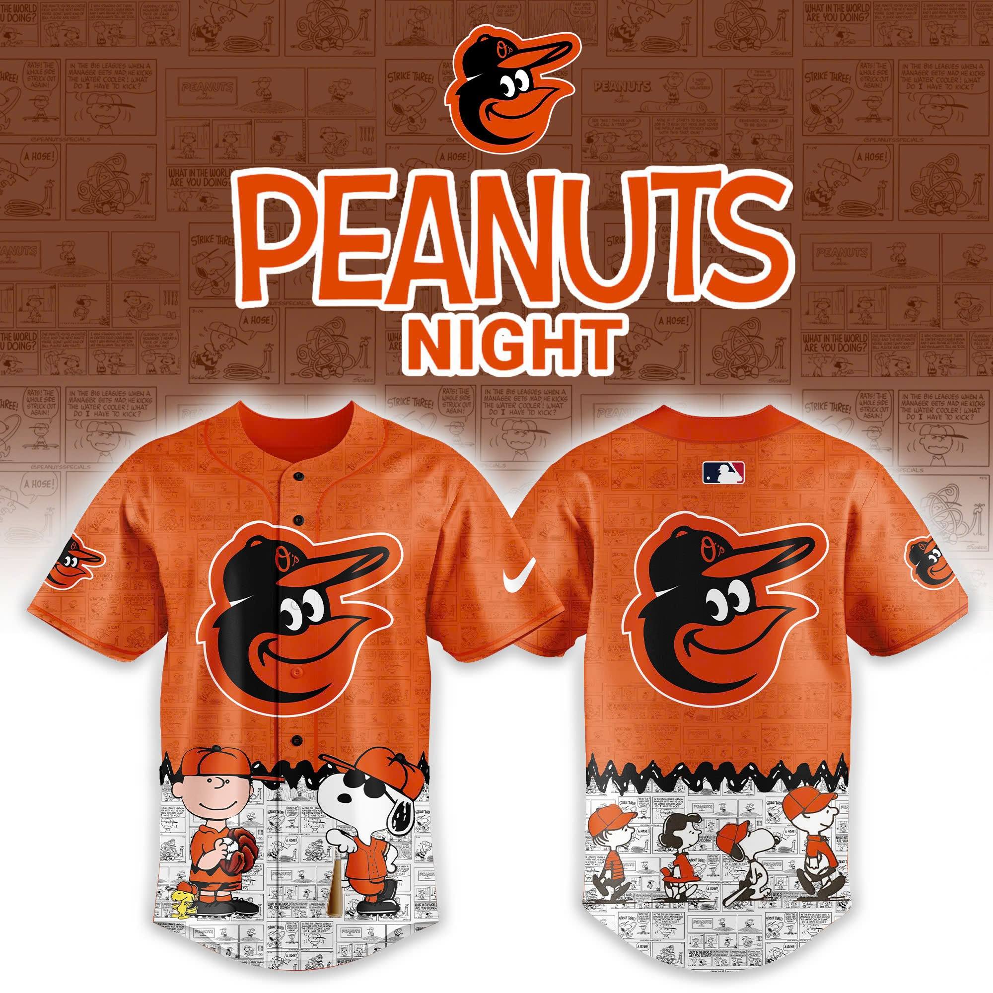 Baltimore Orioles x 75th Peanuts Anniversary Baseball Jersey Gifts For Baseball Lovers